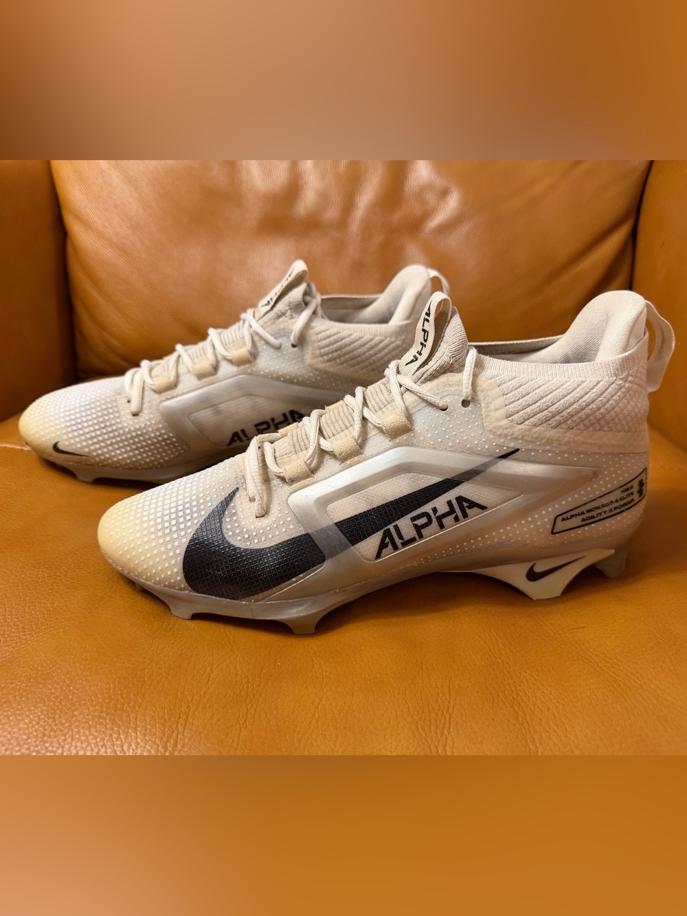 Nike Alpha Menace 4 Elite Men’s White and Black Football Cleats - Size 10.5 US